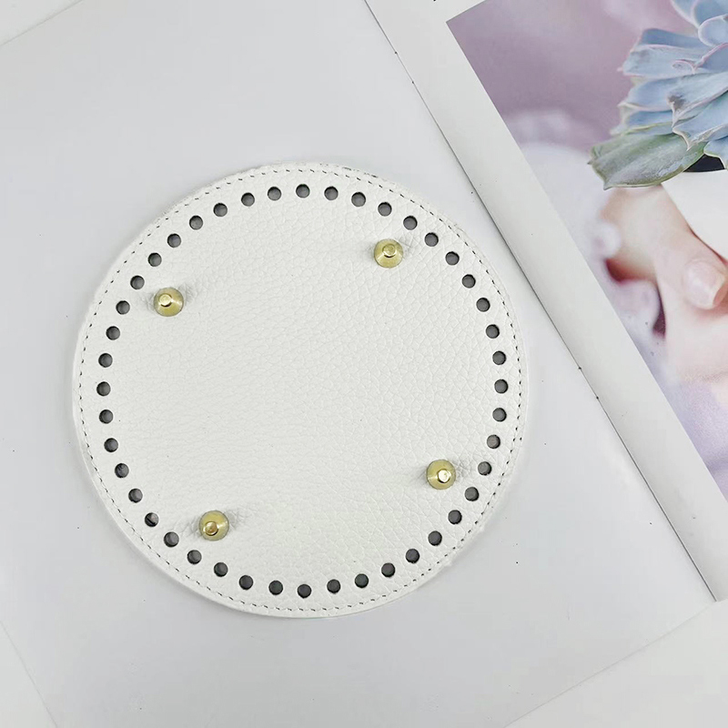 3 stks/set 17 cm Ronde Bodem Voor Gebreide Tas PU Lederen Tas Basis Handgemaakte Bodem Met Gaten Diy Gehaakte Tas bodem Accessoires: YELLOW