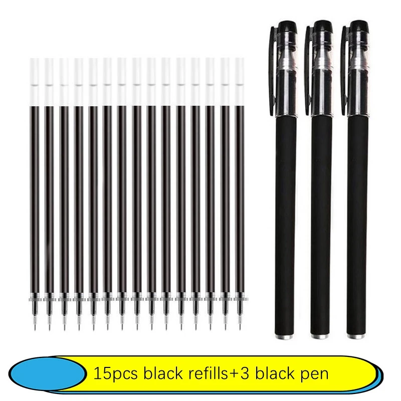 6-25Pc 0.5mm Gel Pen Set Neutral Pen Black/Blue/Red Color Replacable Refill Smooth Writing School Stationery Supplies