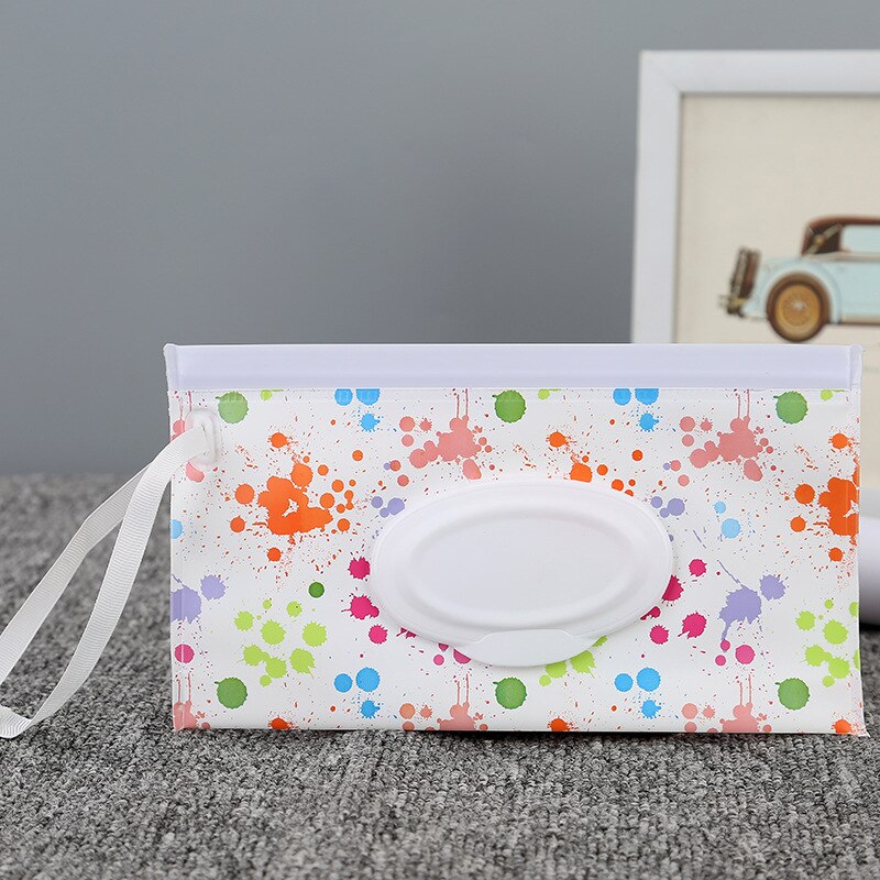Återanvändbara eva våtservetter låda våtservetter låda rengöring baby våtservetter snap wipes behållare bärväska tryck mjukpapper väskor miljövänliga: B