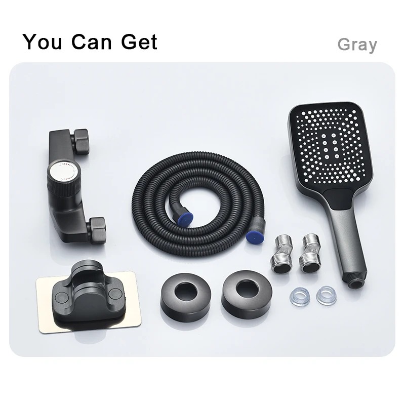 Grijze waterval badkuipkraan met handdouche Messing Chroom Wandmontage Badkamer Douche Mengkraan Volledige douchesysteem Set