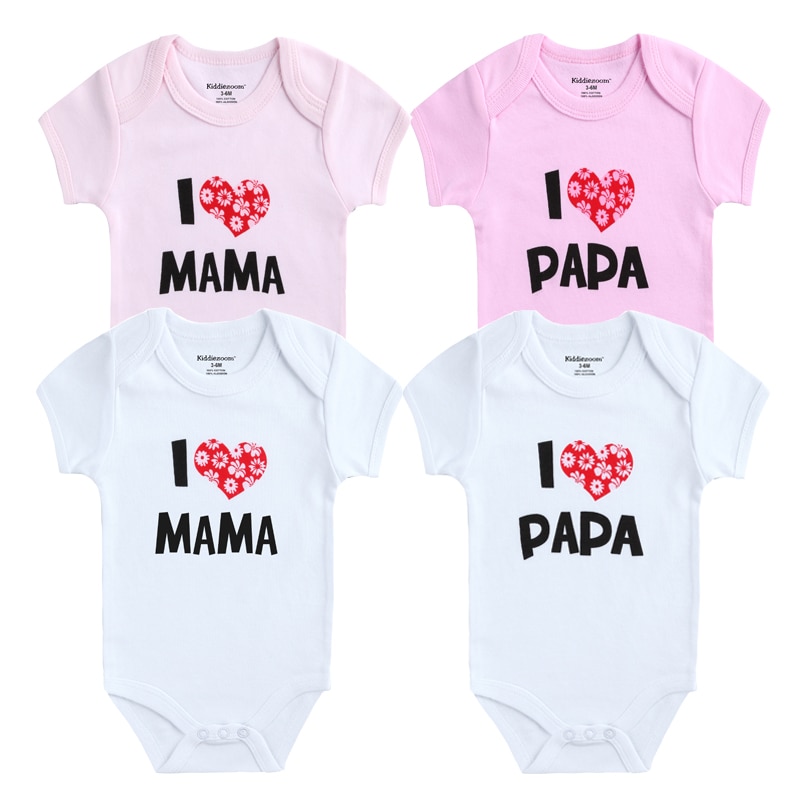 Baby Bodysuit Voor Zomer Pasgeborenen Kleding Korte Mouwen I Love Mama Papa Twins Baby Kleding Kids Jumpsuit Jongens Meisjes Bodysuit