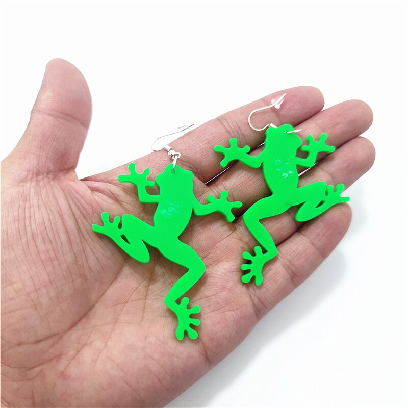 KUGUYS Frog and Leaf Dangle Earrings for Women Girls Acrylic Jewelry Green Animal Novel Festival Accessories: BRONZE