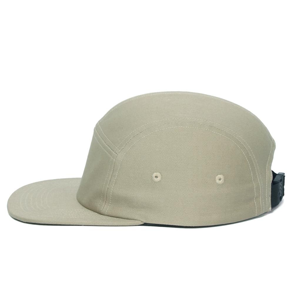 DongKing 5 Panels Cap Short Brim Hat Flat Bill Cotton Blank Camping Hats Solid Colors Low Crown Classic Adjustable: Khaki