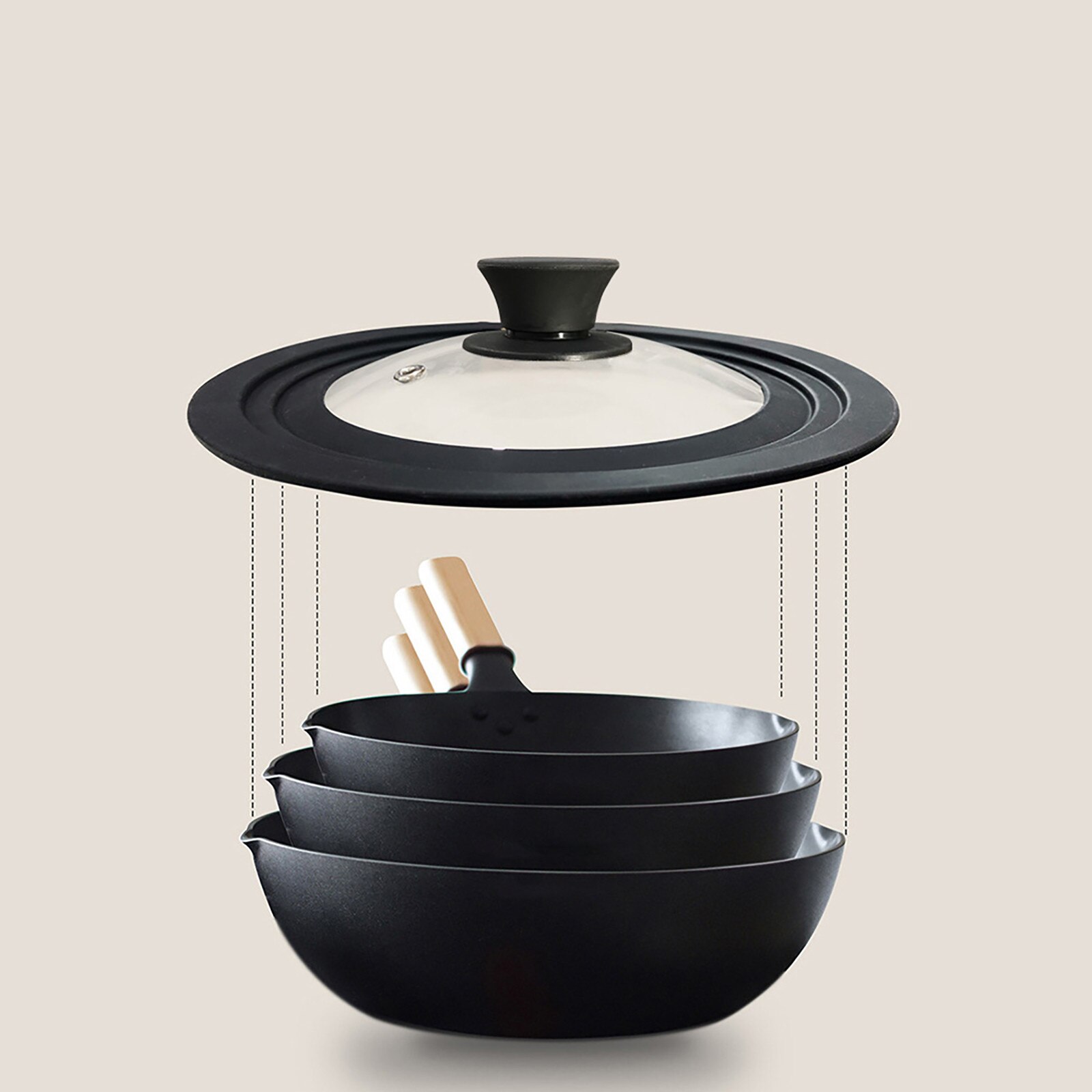 Universele Deksel Voor Potten Pannen En Koekenpannen-Gehard Glas Met Hittebestendige Siliconen Kookgerei Onderdelen Thuis Kitchen Tools