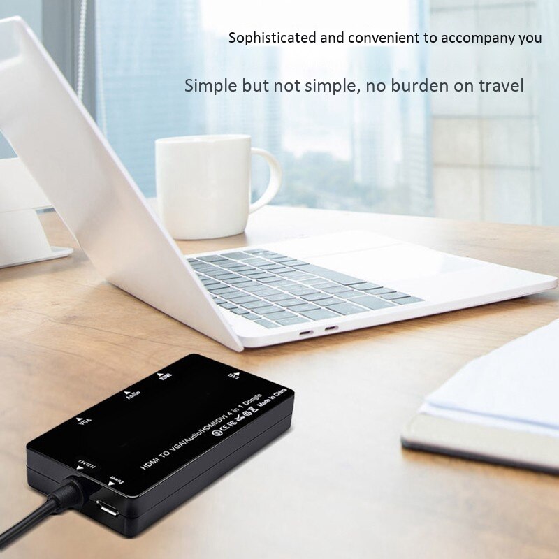 HDMI Splitter 4-In-1 HDMI VGA DVI Display Converter HD Connection for Laptop Computer HDTV Projector