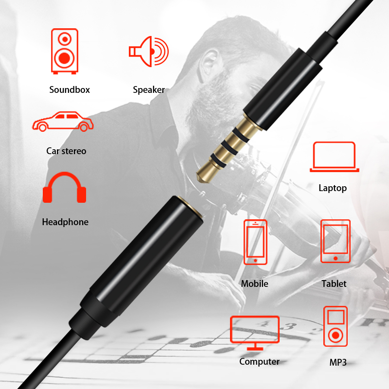 Microphone Mic 2m Extension Cable for Cellphone Smartphone Mic Microphone Female 3.5mm to Male 3.5mm 4 poles
