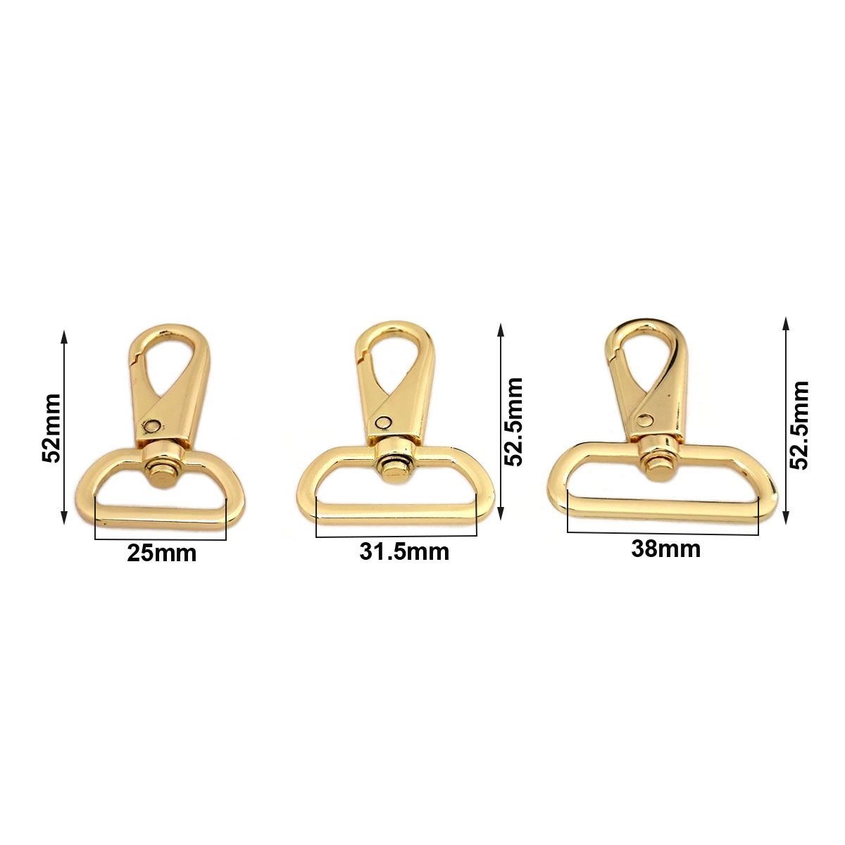 1Pcs Metal Swivel Oog Karabijnhaak Duurzaam Trigger Sluitingen Clips Voor Diy Leather Craft Tas Riem Riem Singels Sleutelhanger 3 Maten