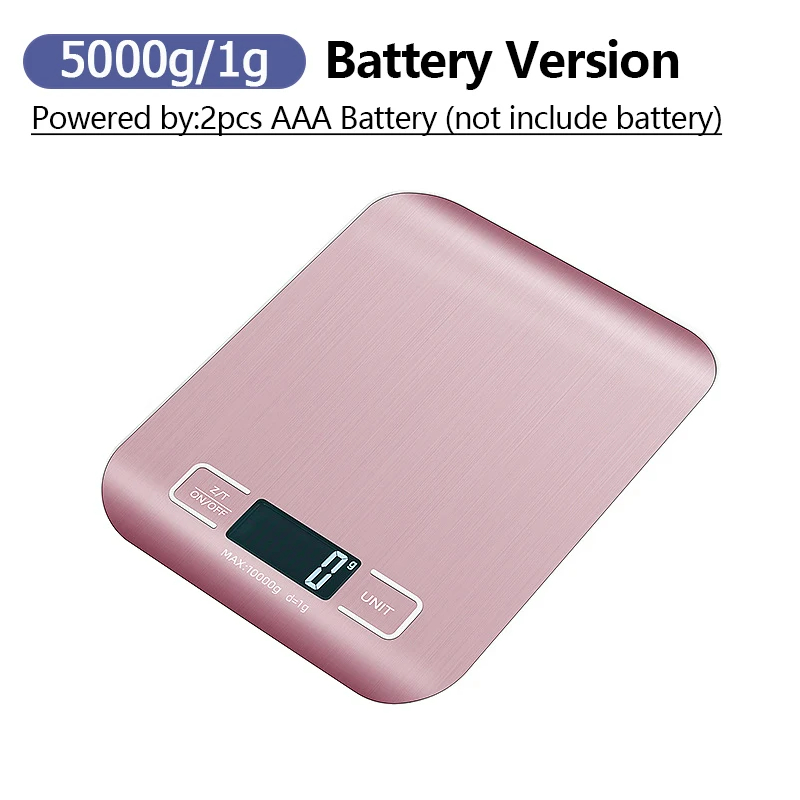 5kg/10kg Rechargeable Kitchen Scale LCD Display Stainless Steel Electronic Scales Home Jewelry Food Snacks Weighing Baking Tools: light green