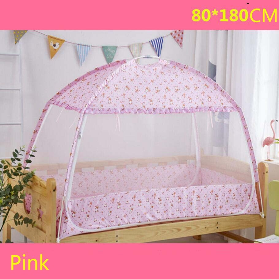Opvouwbaar klamboe in meerdere maten voor kinderen, zomerluifel voor babybedje, anti-muggentent, mongoolse yurt, klamboe: Roze -80 x 180cm