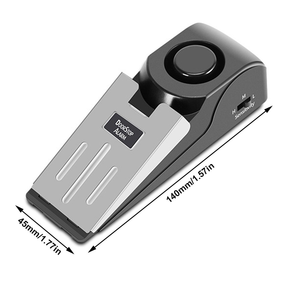 Mini trådlöst vibrationslarm 120db dörrars stopplarm för hemmet kilformad stopplarm säkerhetssystem blockeringssystem