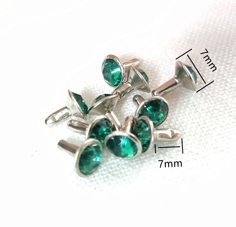 7mm rhinestone ingelegd kledingstuk klinknagel voor cap, shose, tas, hoed, jeans, lederen chocker diy ambachtelijke accessoires