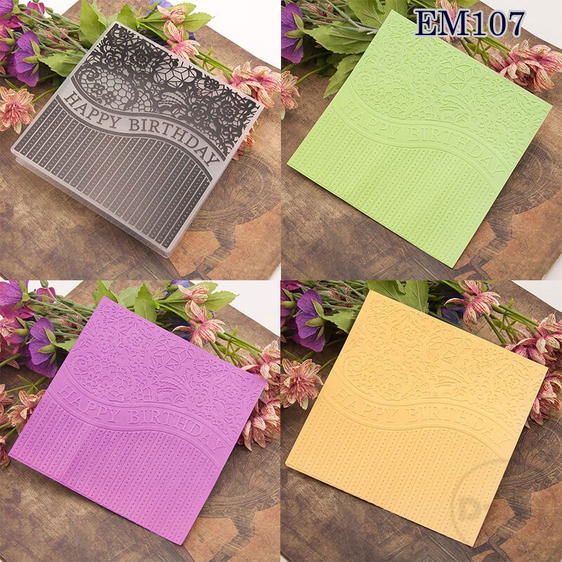 (28 Style can Choose) Square Embossing Folders for Scrapbooking Paper Album Cards Making Supplies 3D Plastic Cutting Dies Crafts: EM107