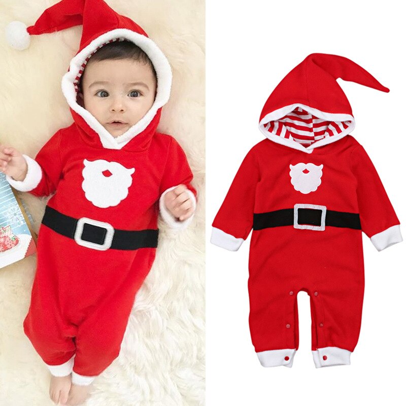 Children's Wear Baby Boy Girl Infant Long Sleeve Christmas 100% Soft Cotton Fleece Romper Jumpsuit Playsuit Clothes 0-24M DS19: Red / 18M