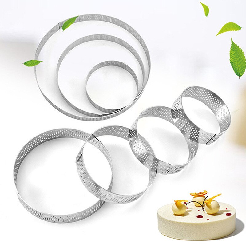 6 8 10 cm terteform i rustfritt stål ring tartelett kakemousseformer sirkelskjærer pai ring varmebestandig perforert