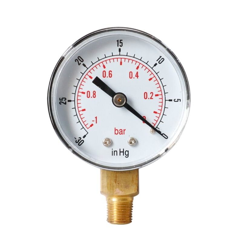 Vacuum Pressure Gauge 52mm -1/0 Bar -30" Hg 1/8 BSPT Bottom Connection Monitor
