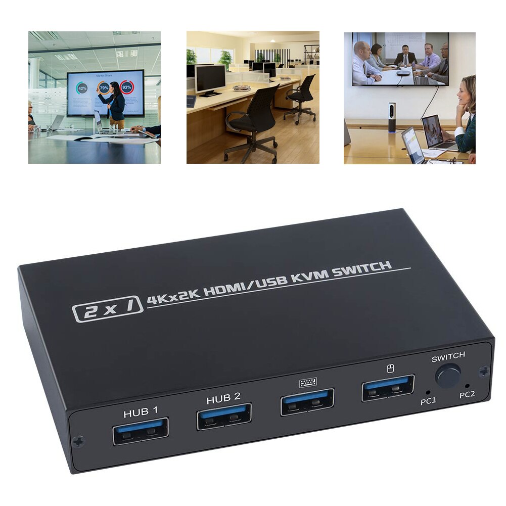 HDMI-Compatible Two USB KVM Box For Shared Monitor Keyboard And Mouse Adaptive EDID / HDCP Printer Plug And USB KVM 4K Switch