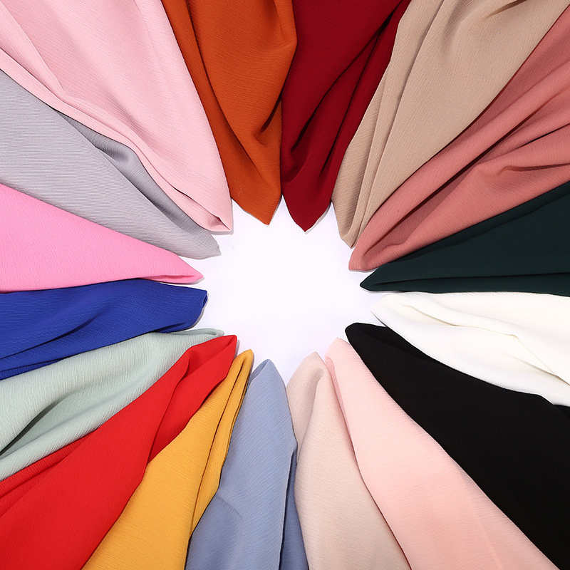 Chiffon tørklæde turban kvinder ensfarvet bobleplast print ensfarvet sjal turban naturlig rynke muslimsk tørklæde