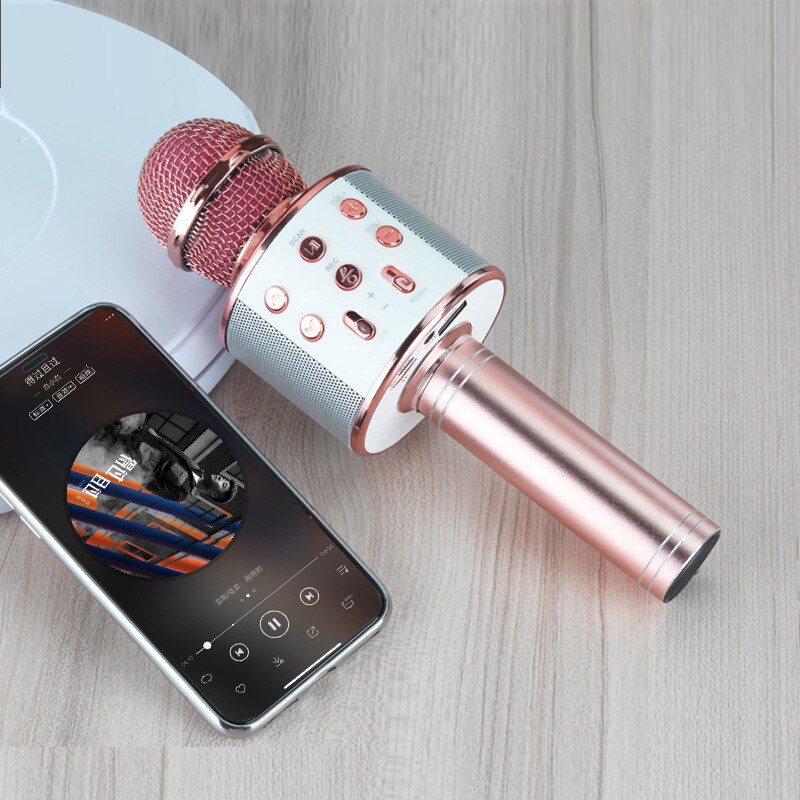 Wireless Microphone for Kids Mobile Phone Karaoke Microphone Portable Vocal Singing Recording Mike 3D stereo Mini Mic