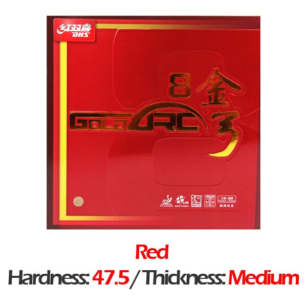 DHS-tenis de mesa GoldArc 8, Alemania tech, granos rojos o negros, goma de Ping Pong con esponja para tenis de mesa: H47.5 Medium RED