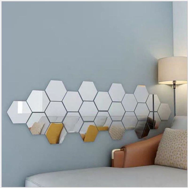 Removable Acrylic Mirror Setting Wall Sticker Decal for Home Living Room Bedroom Decor 3D Hexagon Wall Decals
