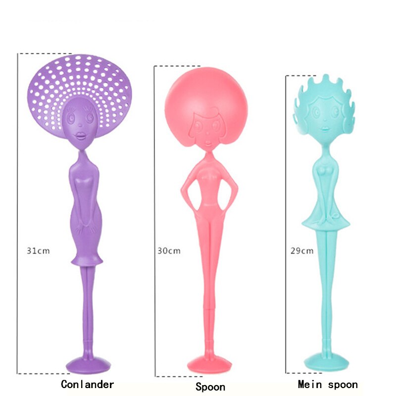 Keythemelife 1PCS Soup Spoon Long Handle Human Shape Spoon Kitchen Tools Utensils Multi-Purpose Plastic Spoon BA