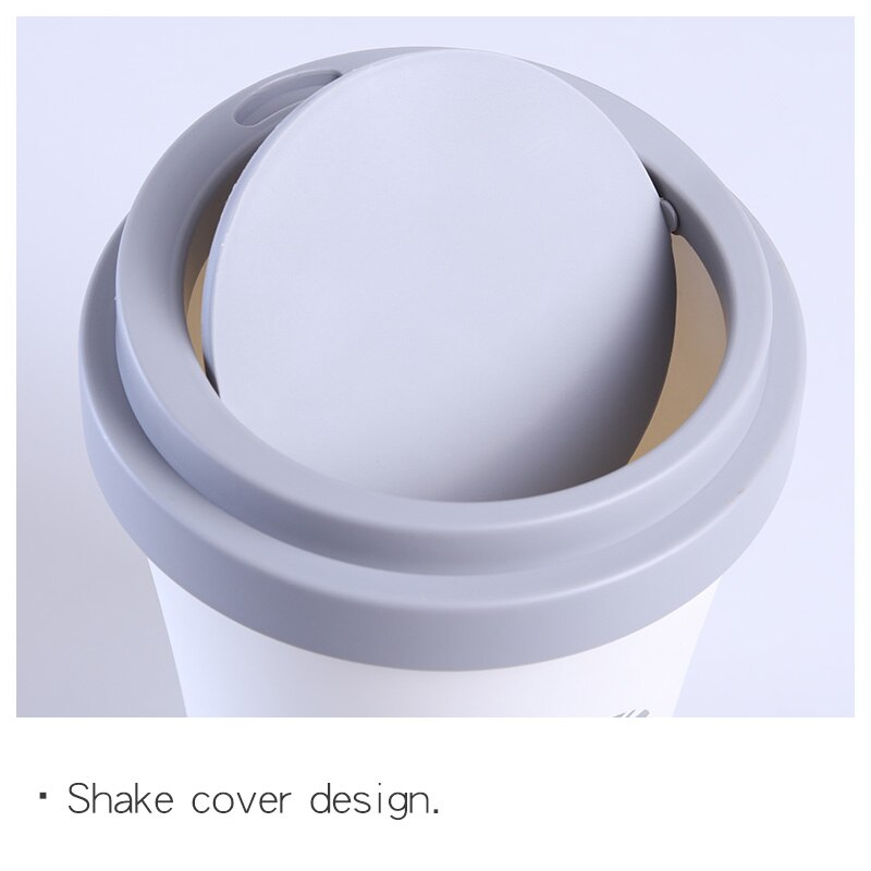 Small Waste Bins Creativity Coffee cup shape Plastic trash can Desktop Rolling Cover Type Round Standing have pattern