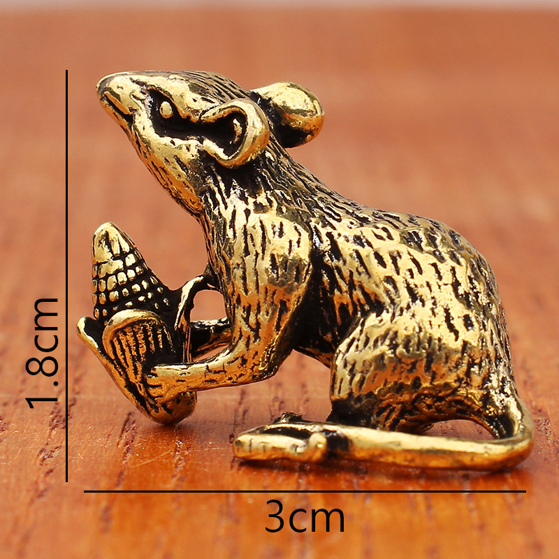 Copper Sculpture Solid Copper Puppy Brass Ornaments Cute Dog Zodiac Dog Antique Old Brass Tea Pet Small Ornaments: Dark Khaki
