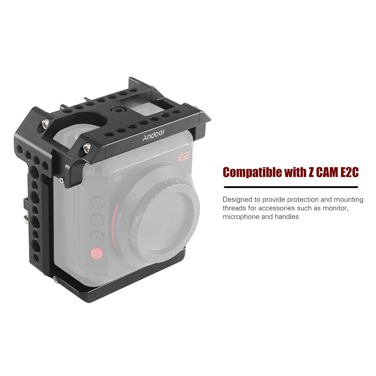 Andoer Aluminium Camera Montage Kooi Voor Z Cam E2C Met Koud Shoe Mount 1/4 Schroef Schieten Accessoires Met Zak Van accessoires