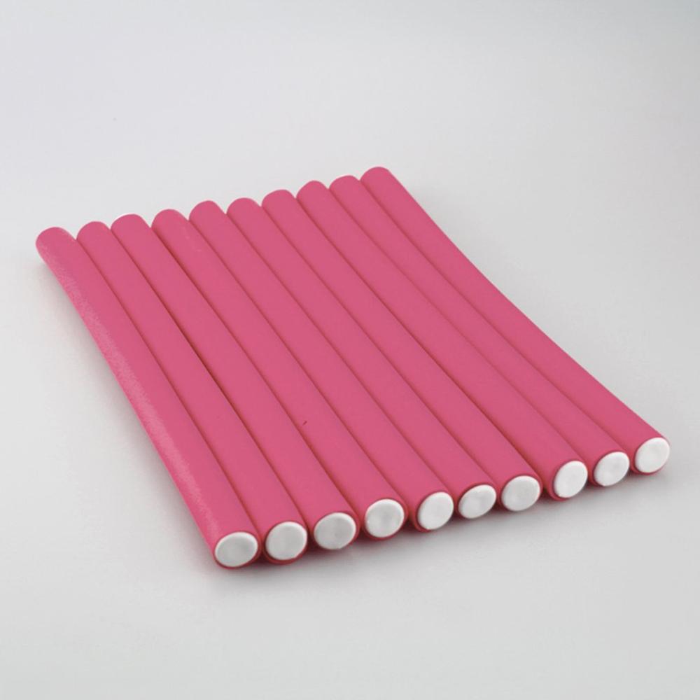10 stuks/set zachte haarkrultang rollers krul haar buigzame rollers diy magische haarkrultangen styling rollers parelkatoen haarkrultang: 2.0 x 24cm roze