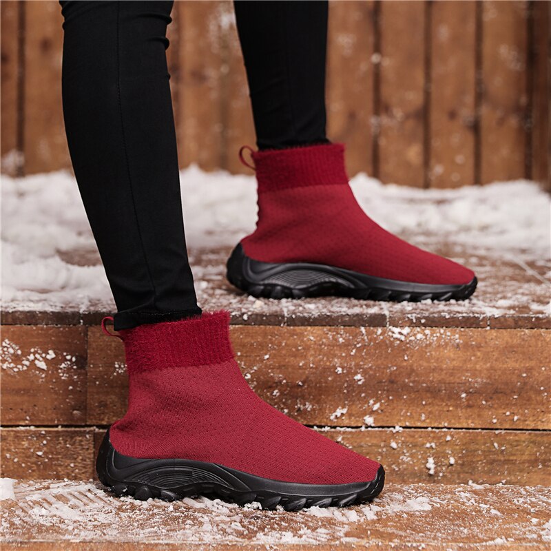 Yrrfuot winter high-top warm gesneden fluwelen damesschoenen outdoor solf all-match gevulkaniseerde schoenen dames sneaker sokken schoenen