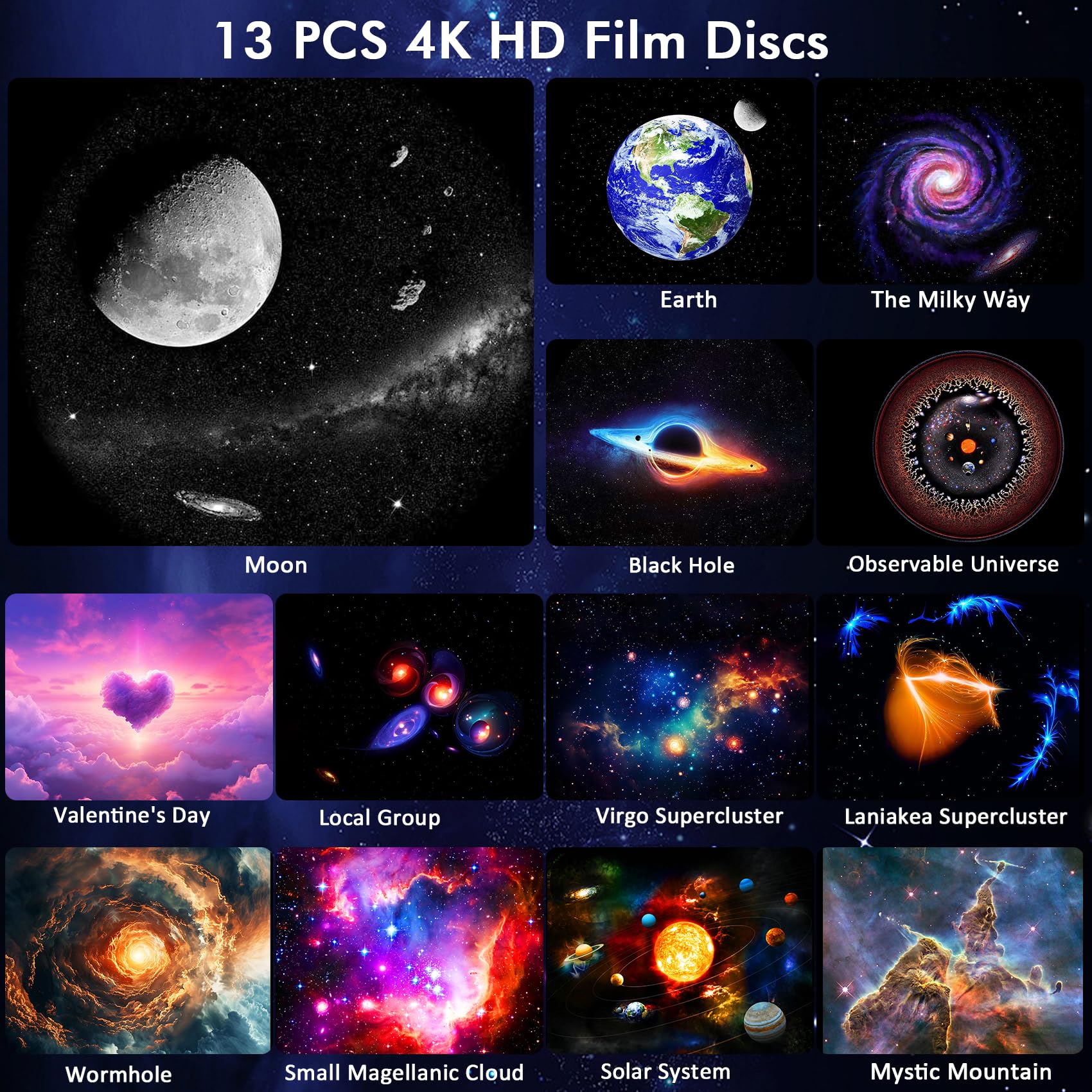 Projetor Galaxy Luz noturna Projetor de céu estrelado 360 ° Lâmpada planetária giratória para quarto infantil, presente de dia dos namorados, decoração de casamento