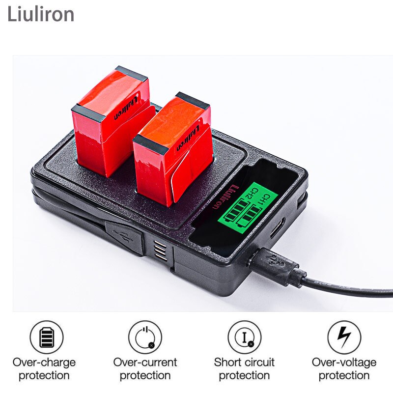 3.7v 1600mAh Go Pro Hero 3 3+ gopro3 gopro 3 Hero3+ battery with case + LCD DUAL USB charger for Gopro hero 3 3+ camera