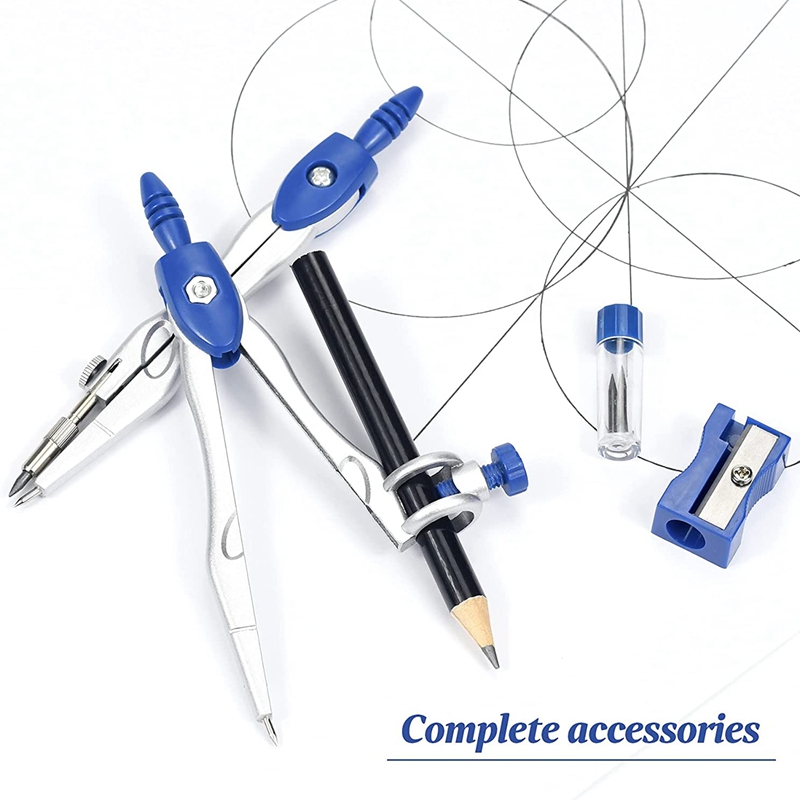 10 Piece Math Geometry Kit Sets Student Supplies for Drafting and Drawings with Shatterproof Storage Box