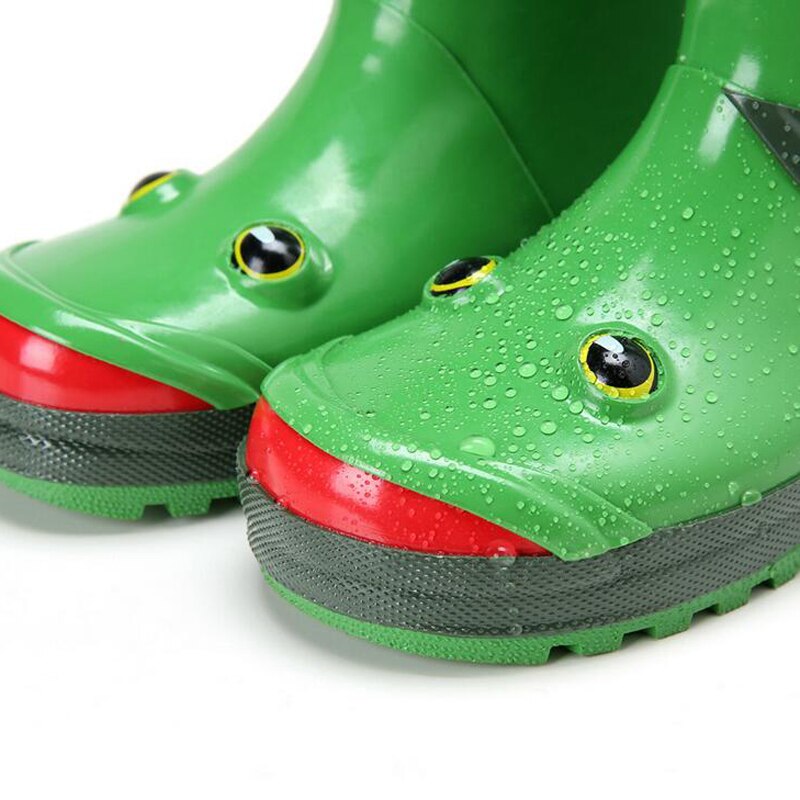 Kids Frog Rain Boots Children Boy Girl waterproof Rain Shoes Baby Tollder Cute Anti-Slip Rubber Rain Boots Shoes Red size 25-32