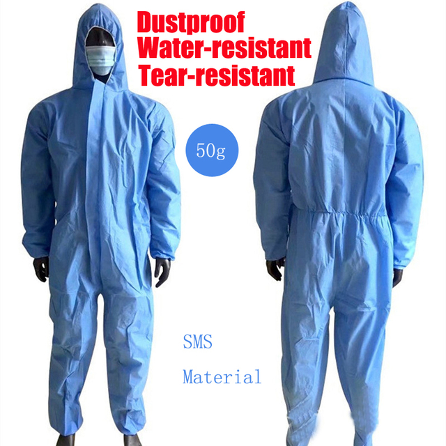Traje de salto de protección de aislamiento sanitario desechable, ropa de seguridad para el trabajo, transpirable, a prueba de polvo, pintura de pulverización, traje general de trabajo: XXL / Azul