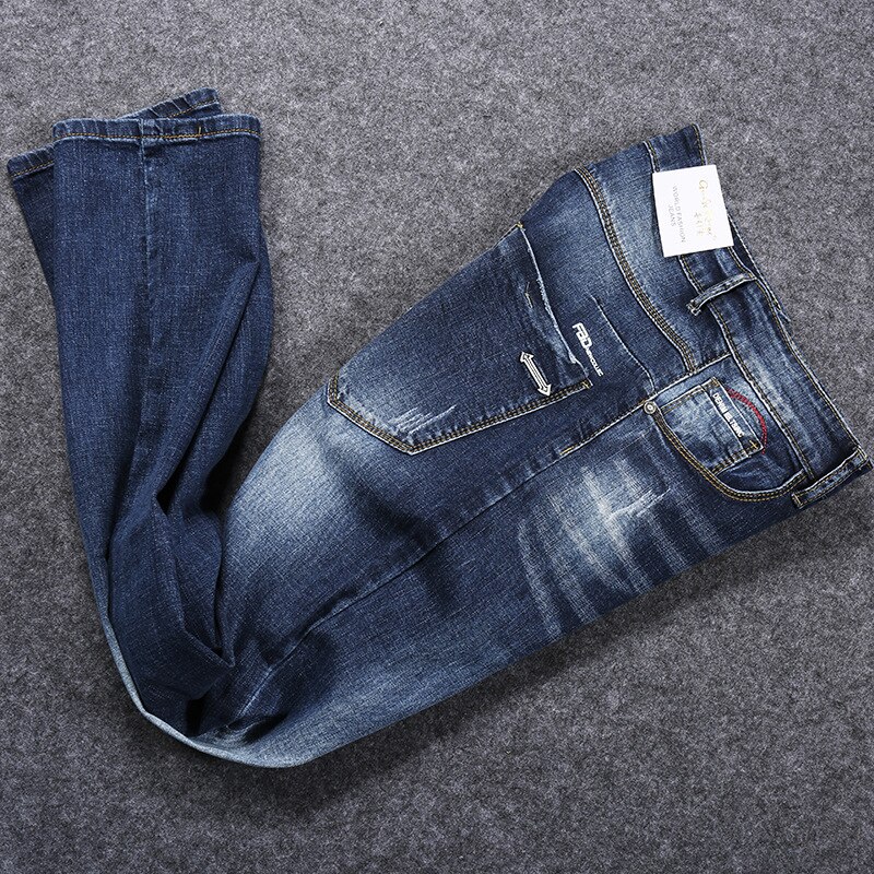 Casual Straight Elastic Jeans Men Men's Slim Pants Skinny Jeans Men Plus-size 28-36