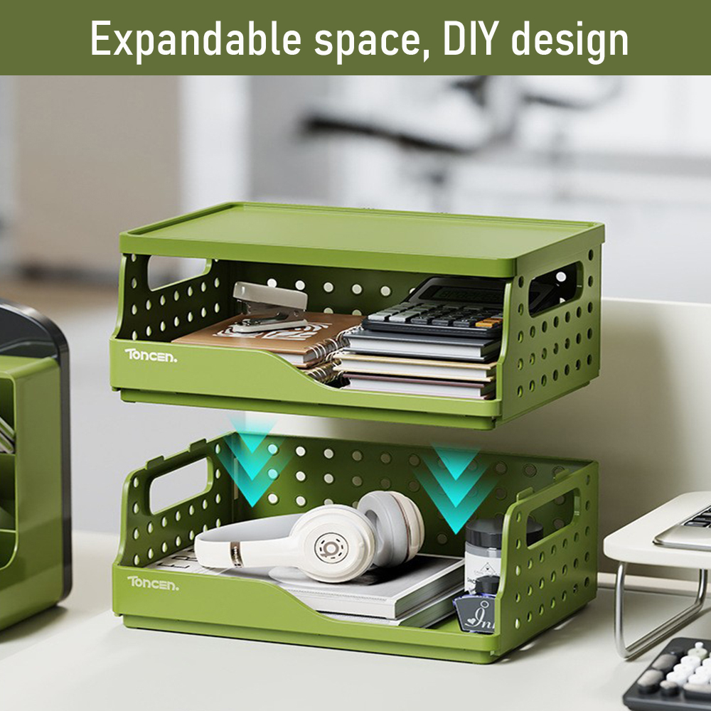 Foldable Desk Organizer Basket - Snack Divider, Stationery Holder, File Box, Document Rack, Office Desk Organizer Basket