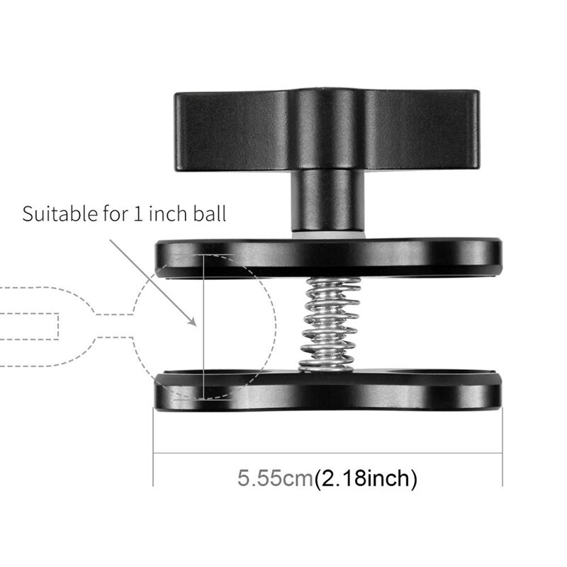 Puluz PU257 Dual Bal Klem Open Gat Duiken Camera Beugel Cnc Aluminium Lente Zaklamp Klem Voor Duiken Onderwater Photograp