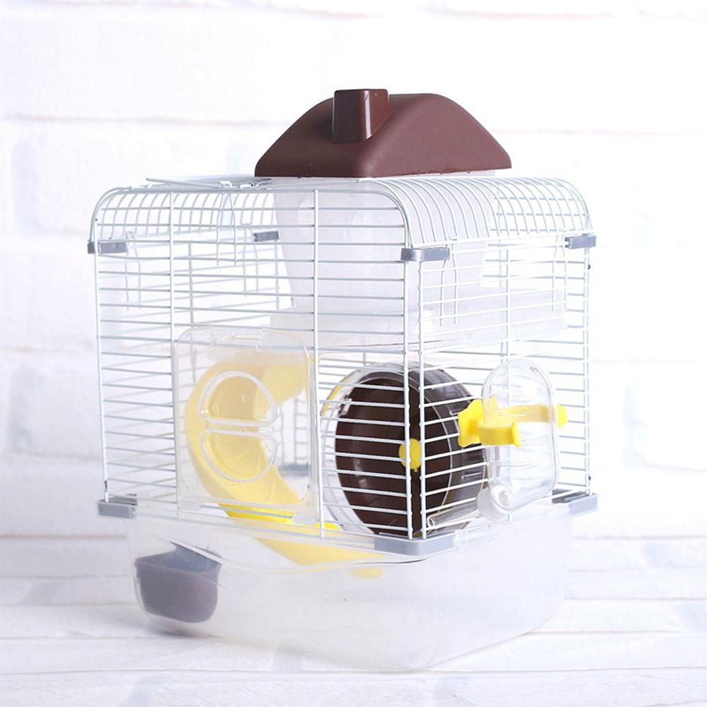 Kleine Haustier Träger Kristall Haustier KäFeige Hamster Hütte Doppel Schicht Haus für Hamster Goldene Hamster: Braun