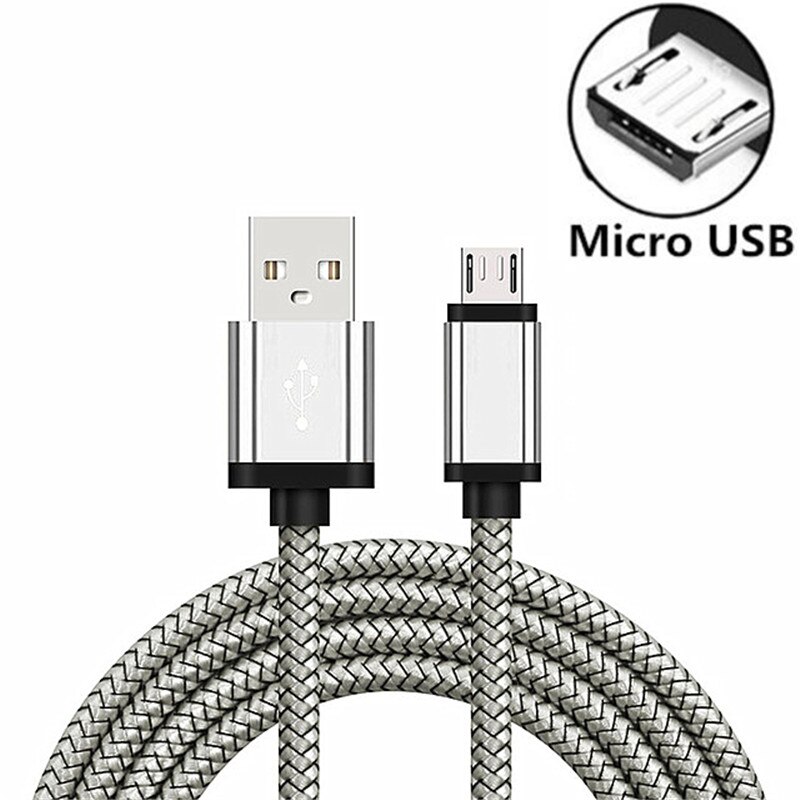 Câble Micro USB 2,4a pour recharge rapide et transfert de données, cordon de chargeur pour téléphone Huawei Y7P Y6P Y5P P Smart Honor 9A 9C 9S 8A 8S: Silver