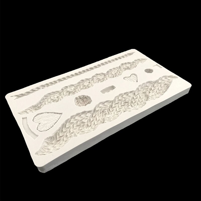 3D Knitting Texture Silicone Mold Christmas Cake Border Fondant Molds Cake Decorating Tools Chocolate Gum Paste Mould
