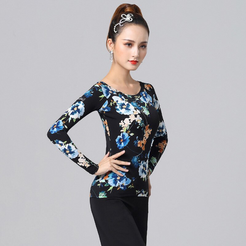 square dance costume female three-step dance tops Latin dance practice clothes middle-aged and elderly modern dance clothes