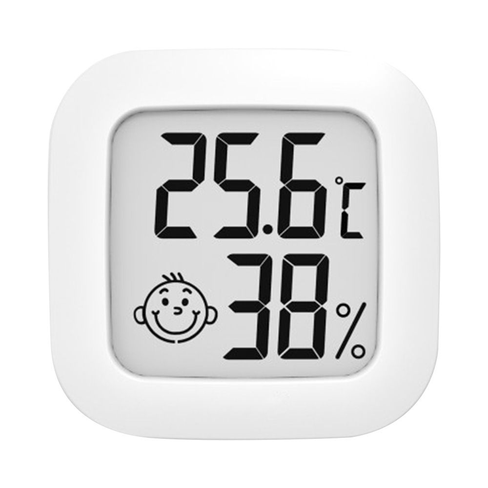 Mini Digital Thermometer Cute Smiley Hygrometer LED Temperature Humidity Meter Indoor Weather Measurement Device for Home: white