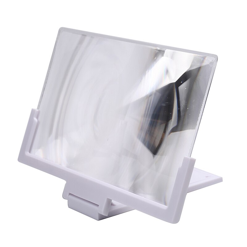 1pc 14 pouces Mobile 3D lentille écran de film agrandir 3X loupe support pliant support de téléphone pour téléphones mobiles universel en plastique: WHITE