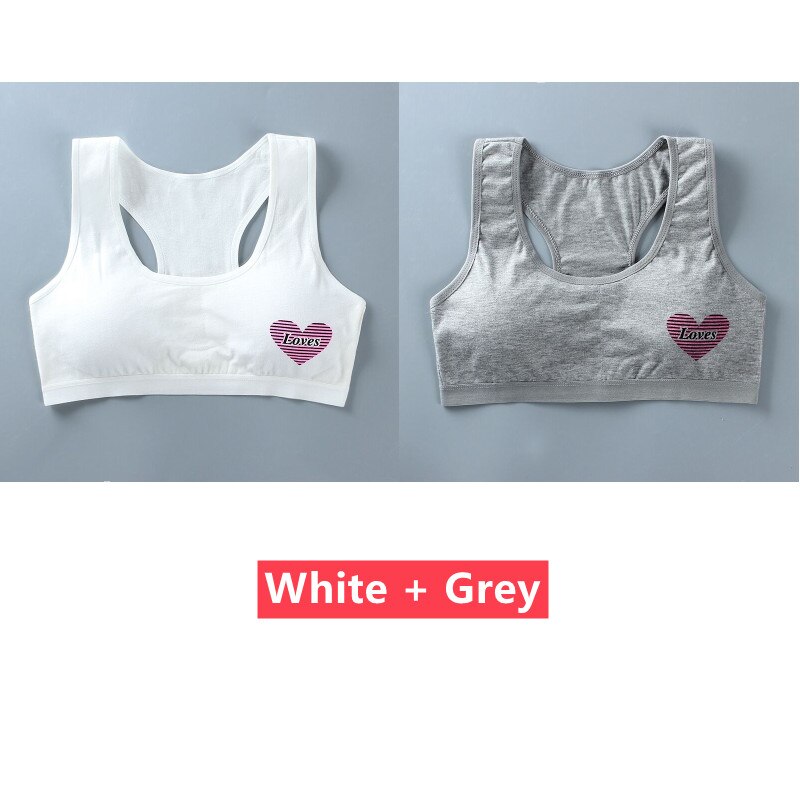 2PC Bras for Teen Girls Training Bras 14 Years Kids Soft Underwear Girls Breathable Children Cotton Sports Bras: huibai
