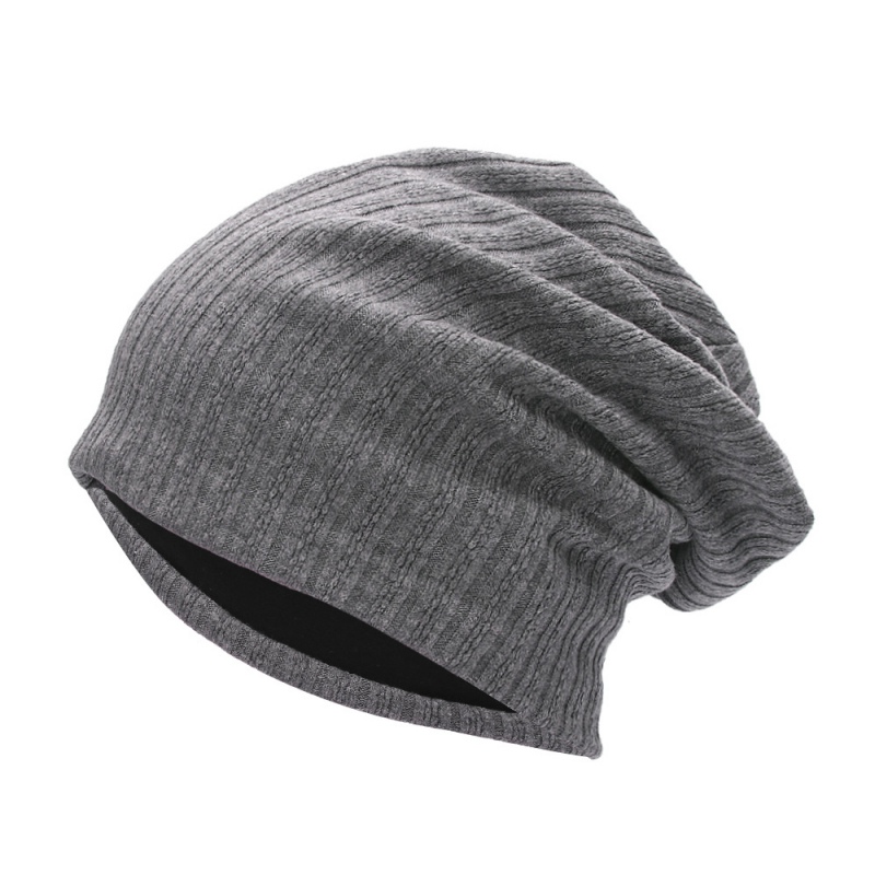 Gorro de Crochet acanalado para hombre y mujer, gorro de gran tamaño, cálido, holgado, para invierno: H