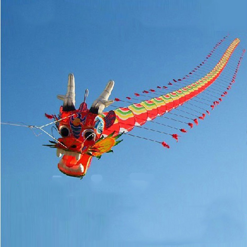 Chinese Traditionele Ambachten Draak Hoofd Duizendpoot Kinderen Kite Zeven Meter Lange Outdoor Ouder-kind Speelgoed