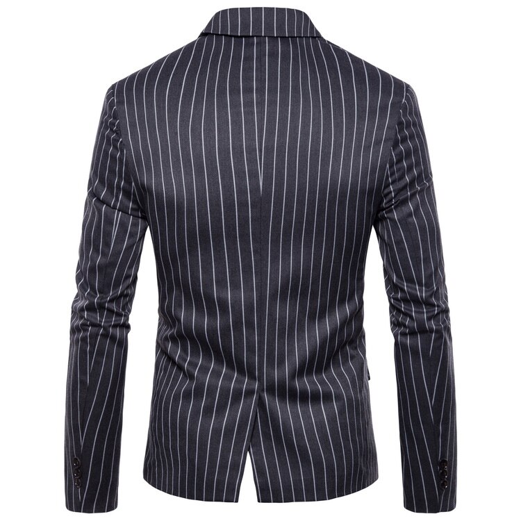 nueva de Slim Fit Casual vestido traje Blazer algodón boda traje a rayas Formal Blazer chaqueta 4XL