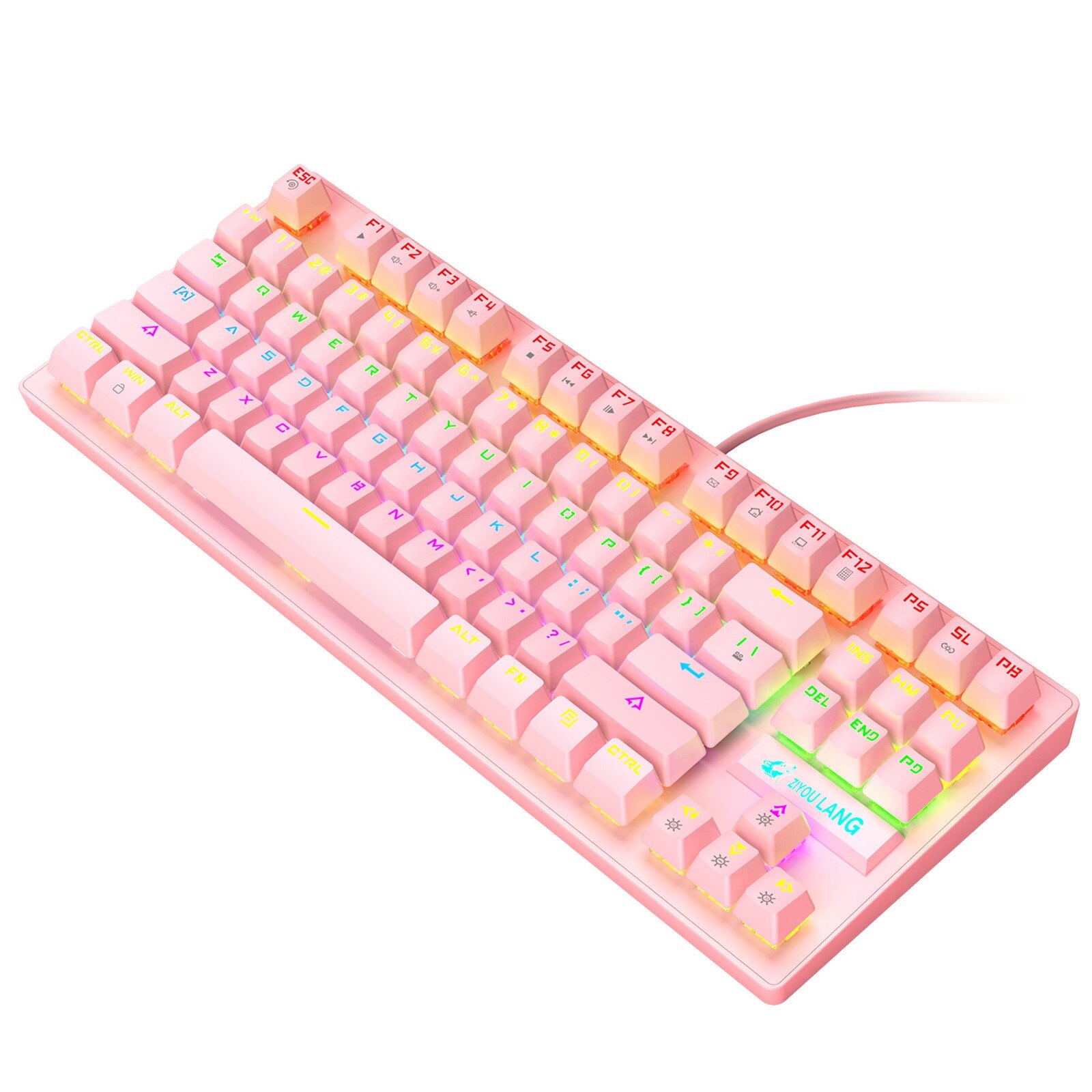 K2 Mechanical Keyboard 87 Keys Layout LED Rainbow Backlit Blue Switches Wired Gaming Mechanical Keyboard For Desktop: PK