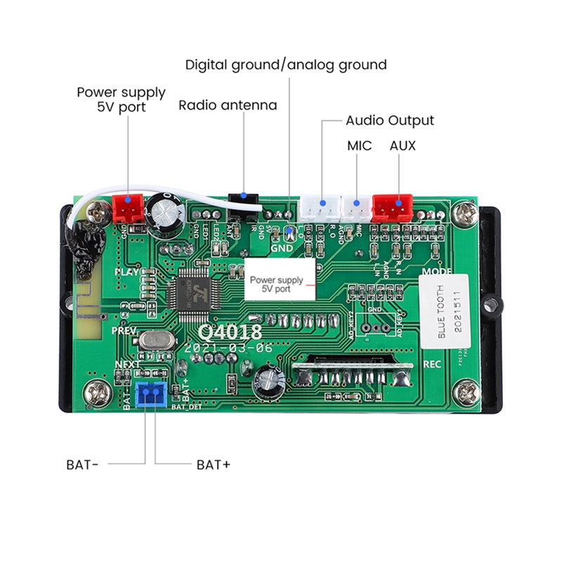 Mp3- decoder-audioplatine, usb-dac, bluetooth-kompatibler empfänger, heimkino-dekodierung, aufnahme, radio, fm für verstärker